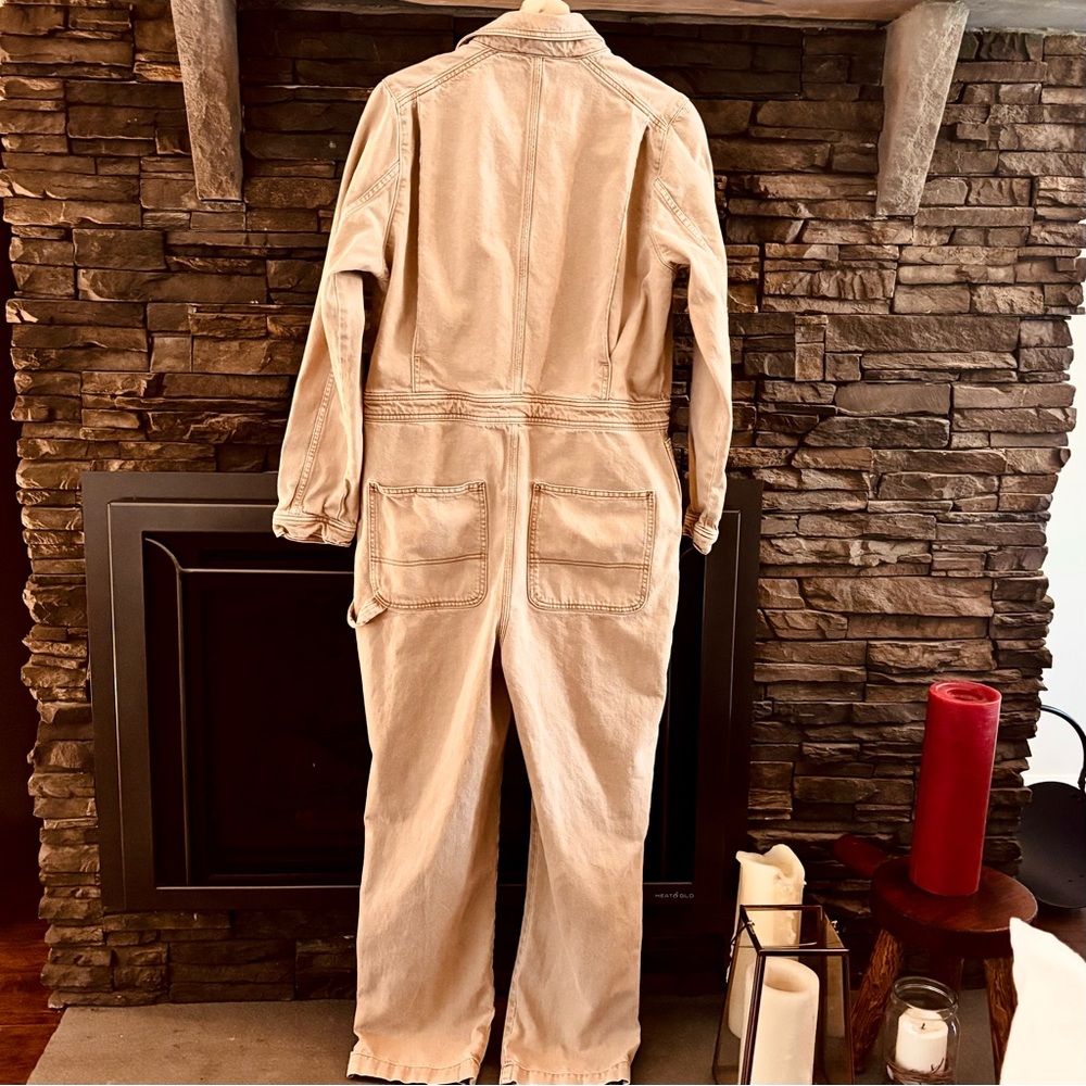 TOPSHOP - ⚠️Long Sleeve,Non-stretch, Tan Denim Boilersuit - Women’s Size 12 - Picture 4 of 6